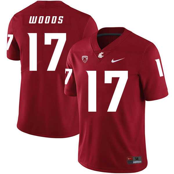 Washington State Cougars #17 Kassidy Woods Red College Football Jersey